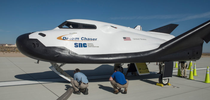 Dream Chaser spacecraft on the ground