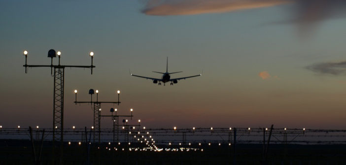 Aircraft landing at airport