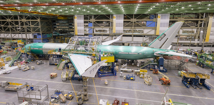 The final body join of 777X flight test aircraft No.1 was conducted by Boeing engineers at the end of 2018