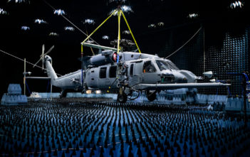 HH-60W hangs in the anechoic chamber