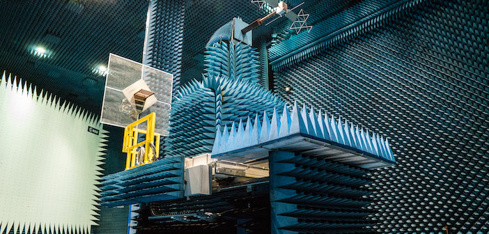 The antennae for the JUICE mission to Mars under test in the Hertz chamber at Noordwijk in Holland (Image: ESA)