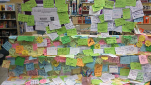 Messages of hope and prayers at a bookstore in Malaysia shortly after Flight MH370 disappeared