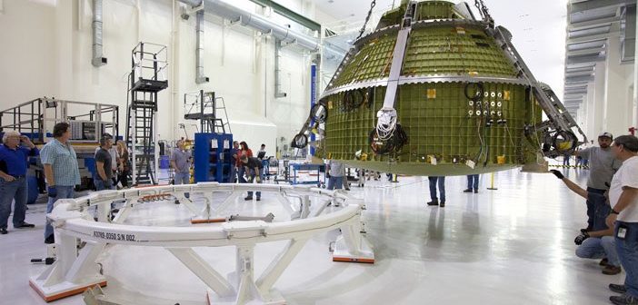 The Orion crew module and test stand