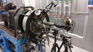 The Bearing Oil Shedding rig is used to analyze the behavior of oil within jet engine transmissions
