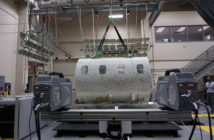 Fuselage covered with a speckled pattern for Digital Image Correlation