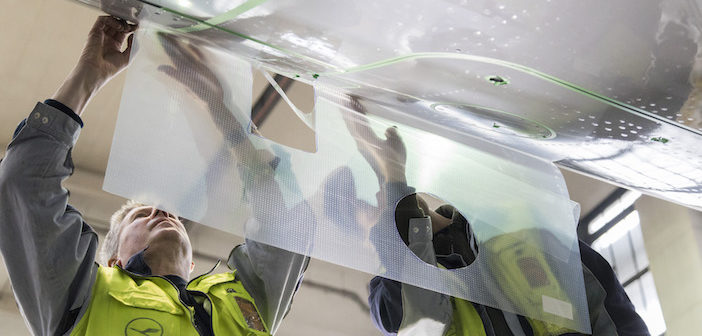 Shark skin riblet film application