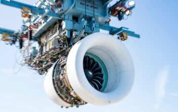 The Pratt & Whitney GTF Advantage engine on the test stand at the company’s West Palm Beach facility in Florida, USA