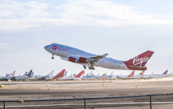 Cosmic Girl aircraft takes off