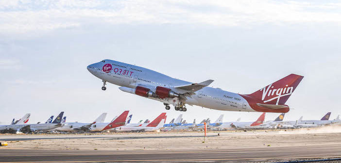Cosmic Girl aircraft takes off
