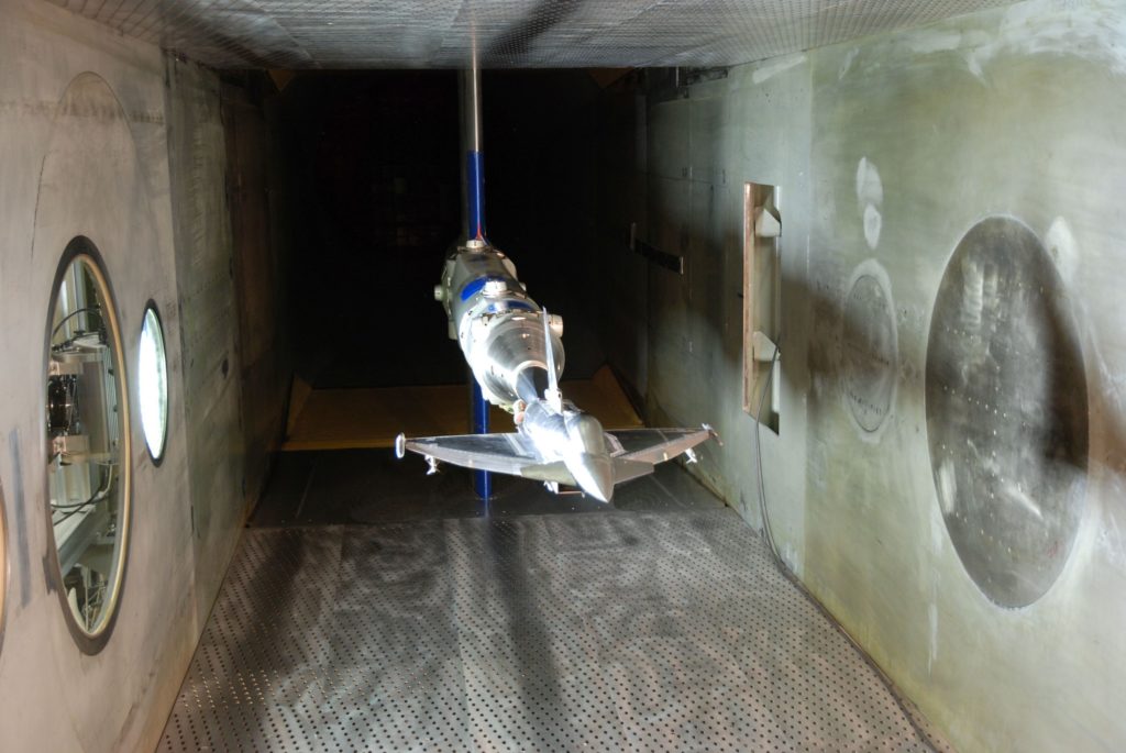 interior of wind tunnel test section